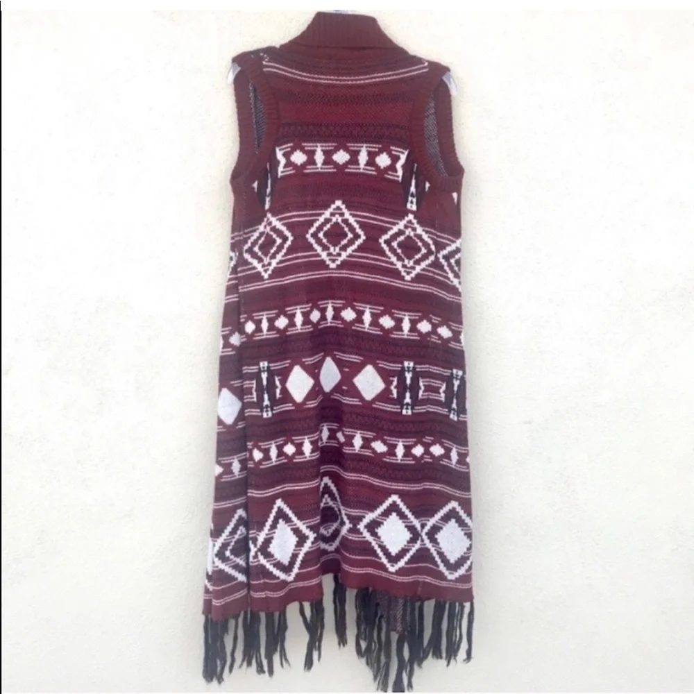 Romeo & Juliet Couture DUSTER sweater LONG fringe dress wrap fringe oversized M